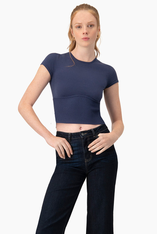 Slim Top Tejido Combinado