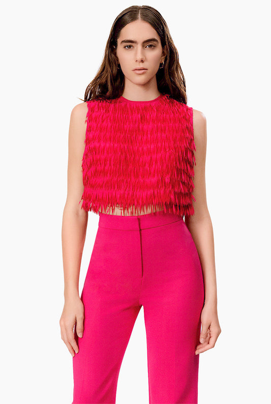 Top corto sin mangas fucsia