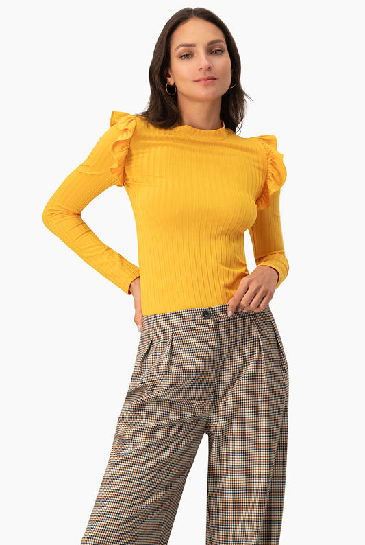 Blusa de manga larga volantes